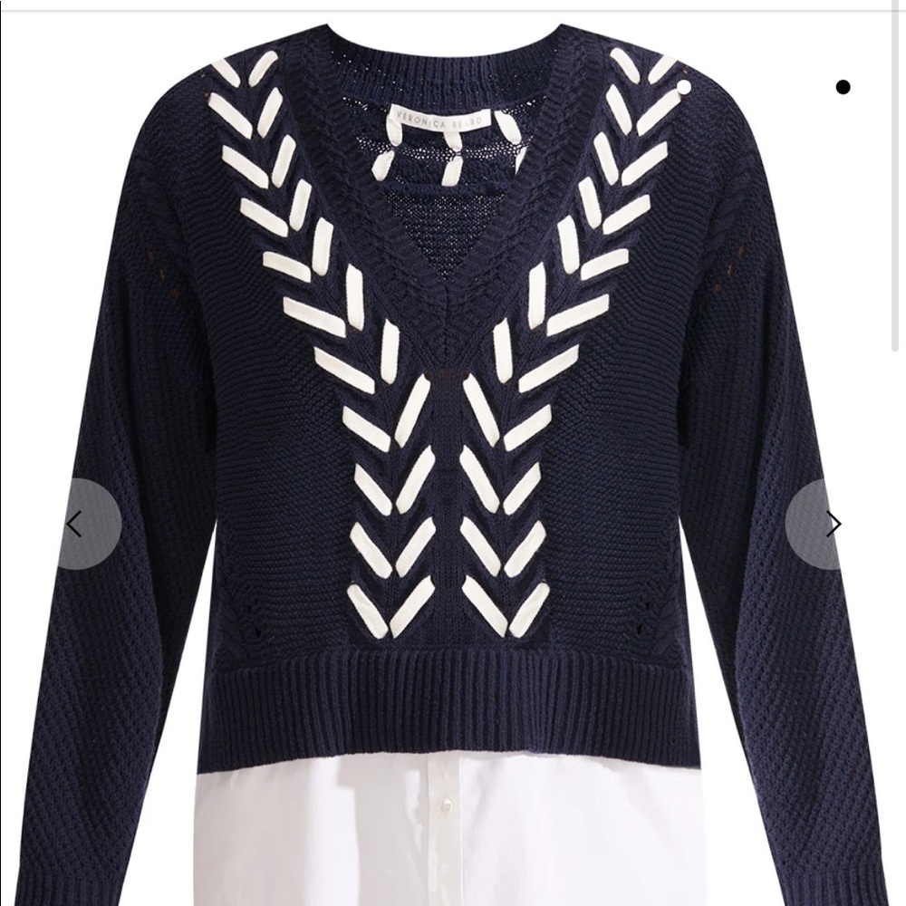 NWOT Veronica Beard XS Navy Edwin Sweater - Picture 2 of 4